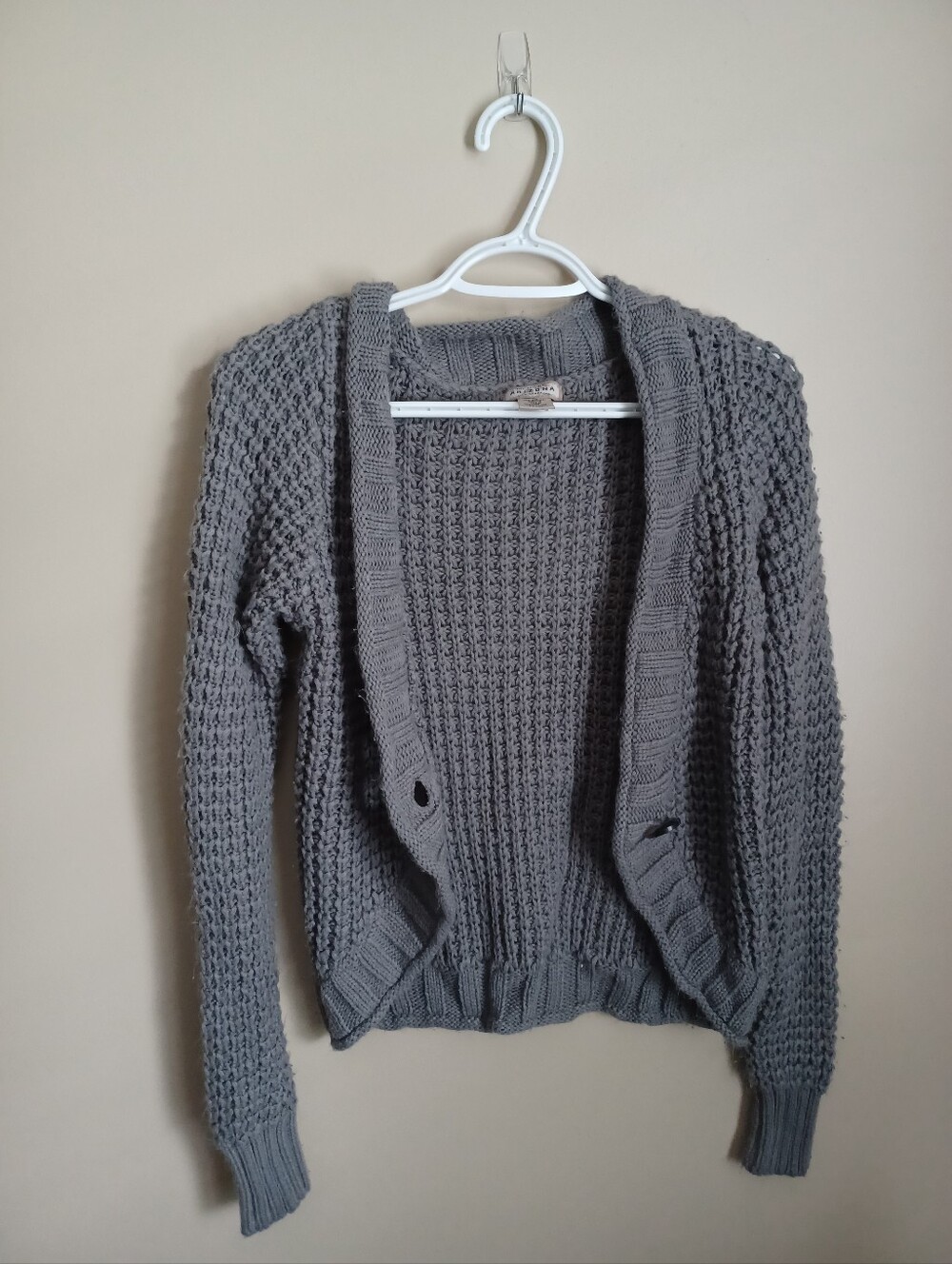 Women's Size M Arizona Jean Company Gray Acrylic Sweater Knit Cardigan Cover Up